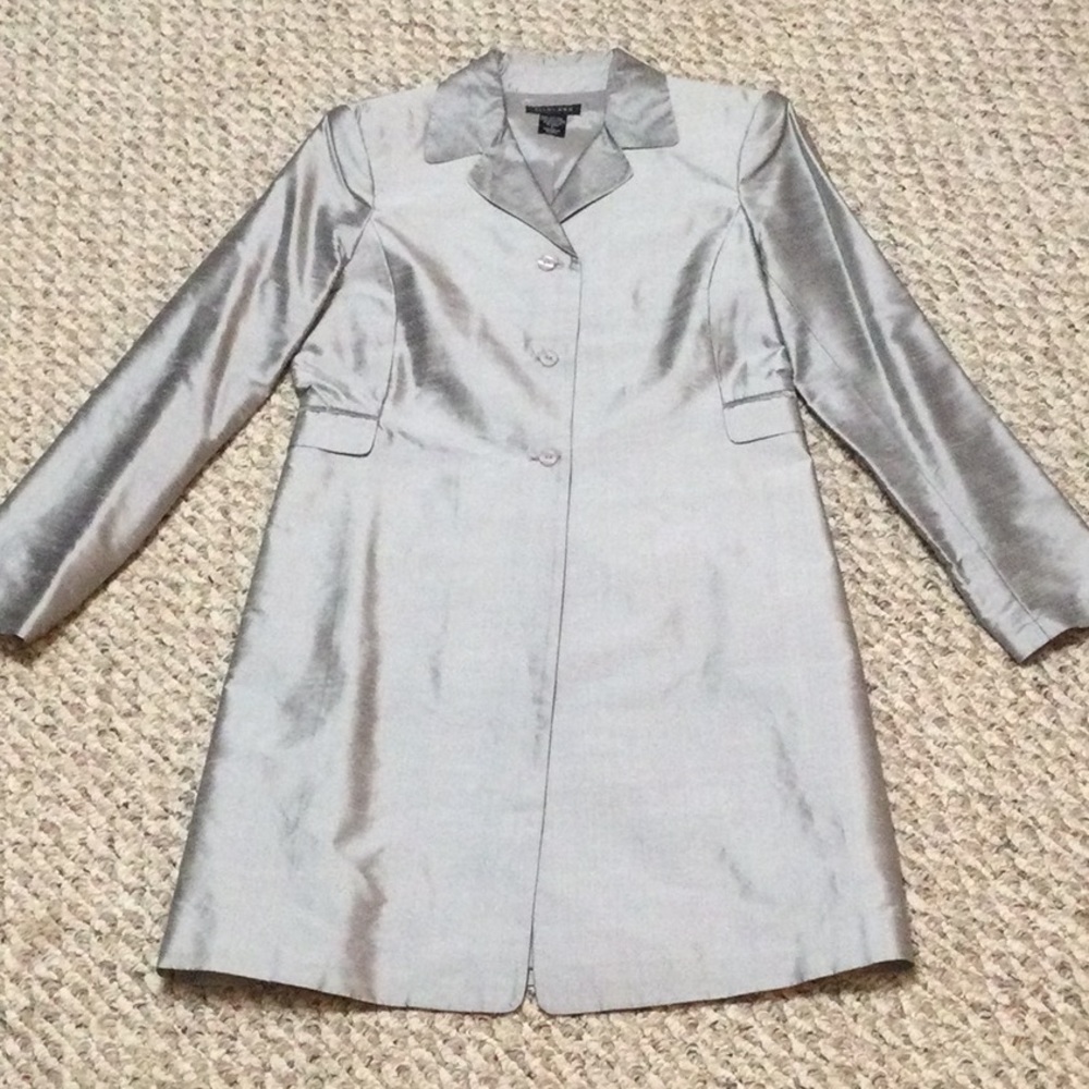 Silver 100% silk dress coat